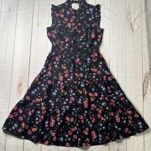 NWT Kate Spade Womens Dress Multicolor L Meadow Smocked Tiered Sleeveless Floral